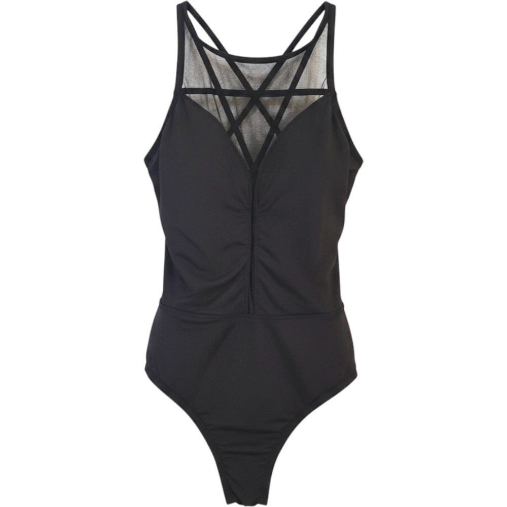 4 Blu Rod Beattie CRUISE CONTROL Mesh Inset Criss Cross Back One Piece Swimsuit